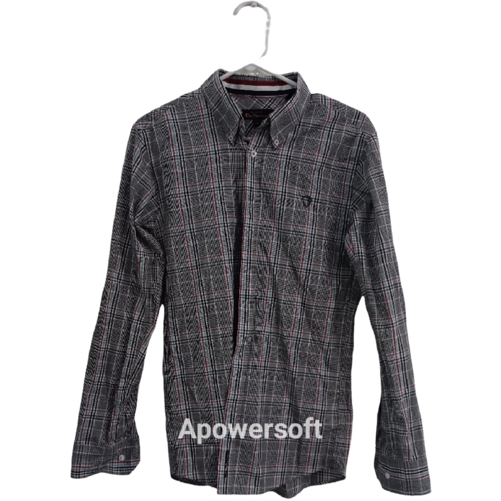 Ben Sherman plaid long sleeve button downshirt men's size L black/blue/red/white